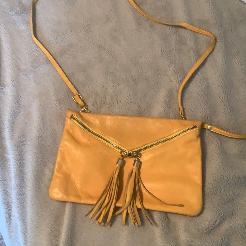 Yellow cross body or wristlet